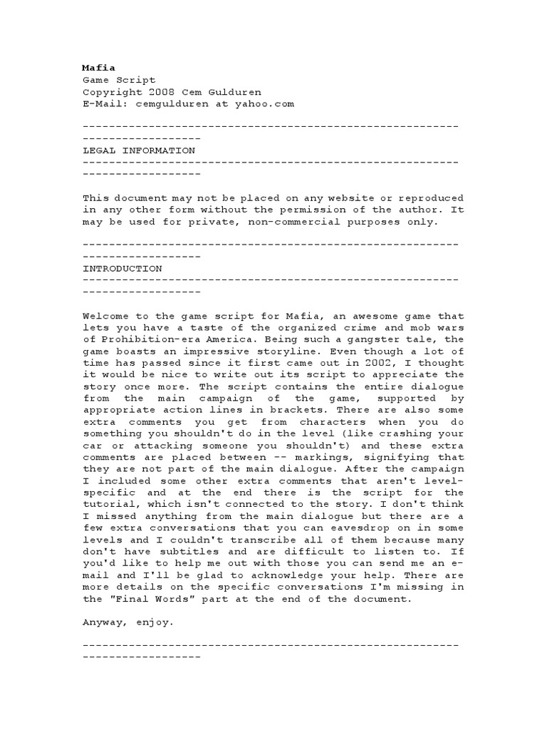 Mafia Script | PDF | Business