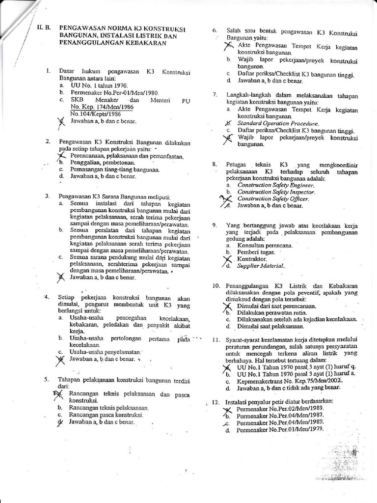Soal Jawaban Pilihan Ganda K3 Konstruksi2 Pdf