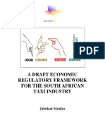A Draft Economic Regulatory Framework For The Taxi Industry