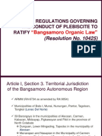 Regulations Governing Conduct of Plebiscite