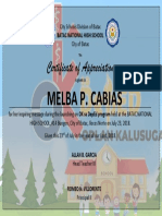 Certificate of Appreciation: Melba P. Cabias