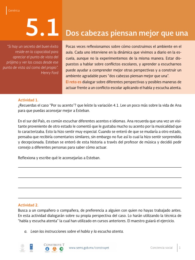 5.1 E Dos Cabezas Piensan Mejor Que Una Perspectiva (Gráfica)