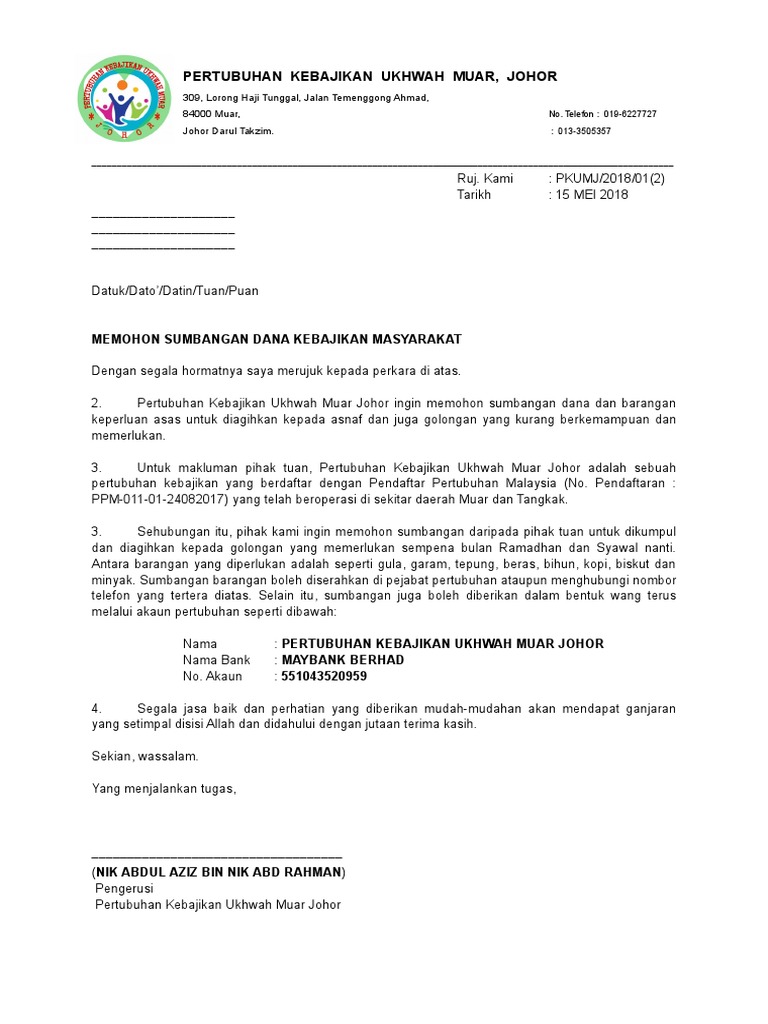 Surat Mohon Sumbangan