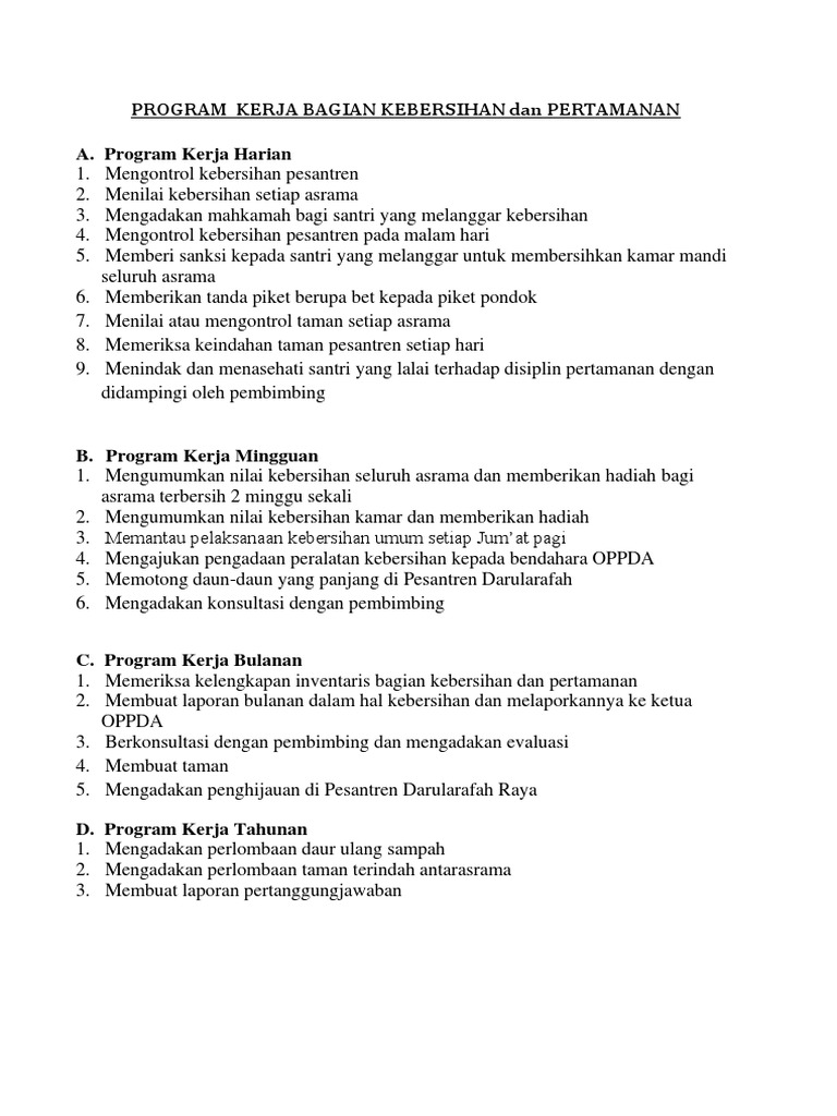 Program Kebersihan Docx