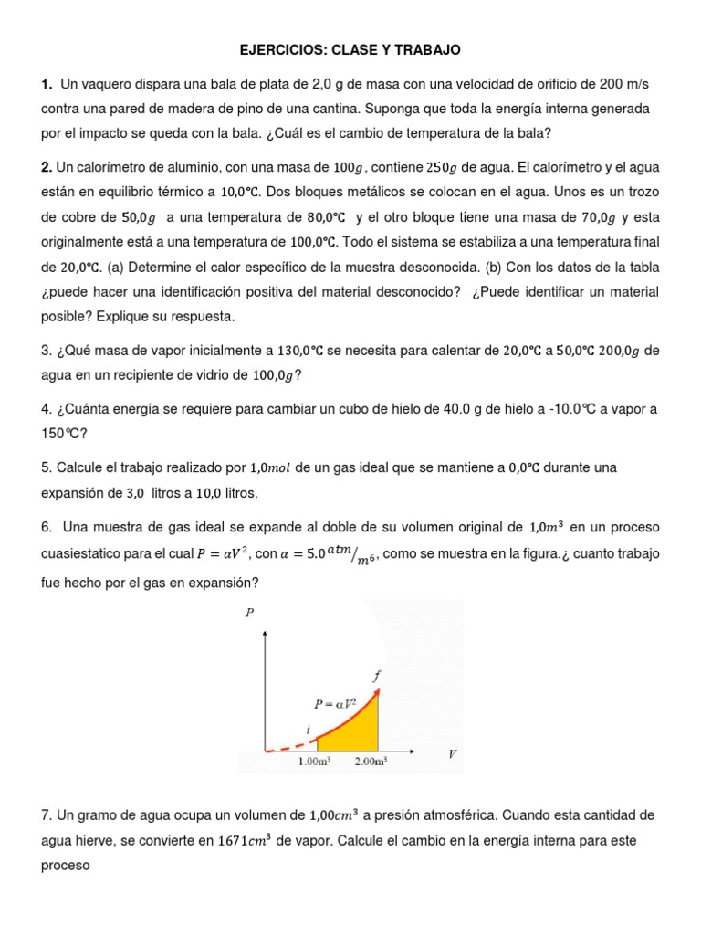 Ejercicios de Termodinámica y Calor | PDF | Gases | Calor