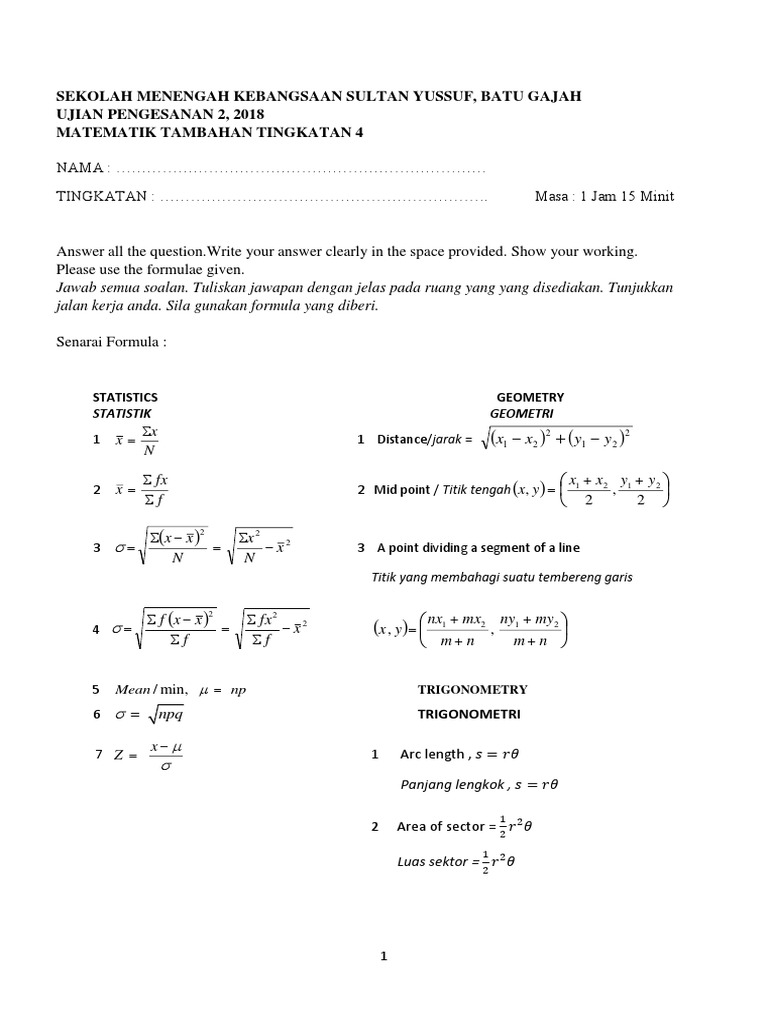 Soklan Mate Pt3 Pdf Geometri Dasar Analisis Statistik