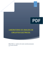 Práctica 2 Analisis de Circuitos Electricos - Análisis Del Estado Senoidal Permanente de Circuitos Lineales