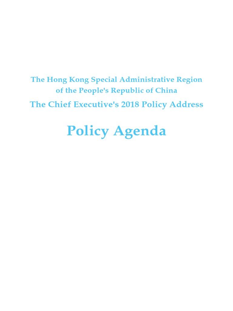 2018 Hong Kong Policy Agenda PDF Hong Kong Judiciaries