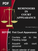 Reminders IN Court Appearance: Atty. Jaydee Peregrino-Co