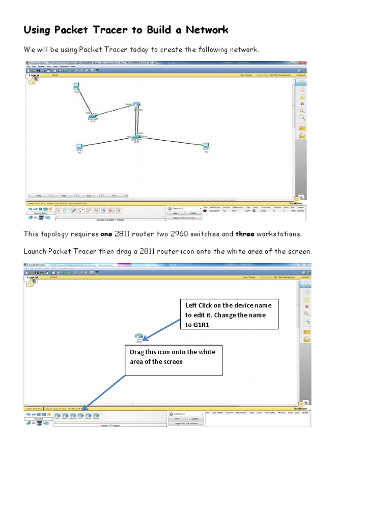 Packet-Tracer, Using Packet Tracer To Build A Network 2019 | PDF | Ip ...