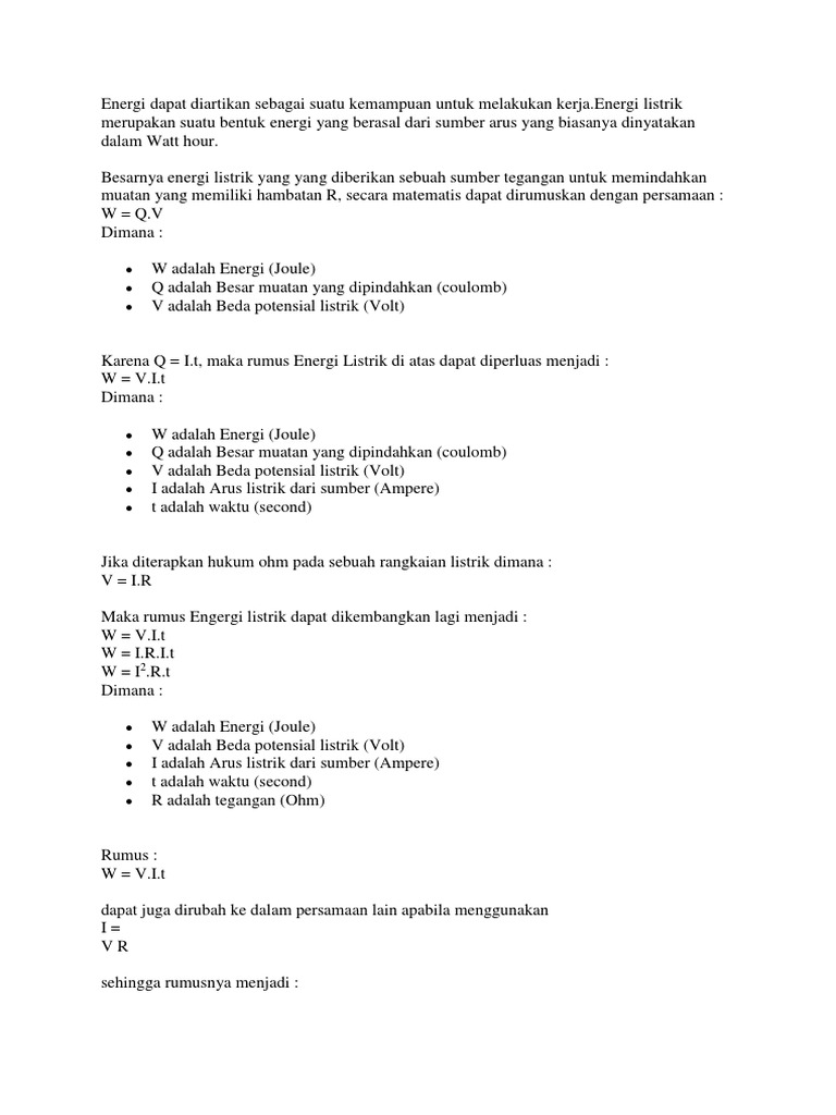 Latihan Soal Energi dan Daya Listrik | PDF | Sains & Matematika