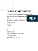 Ultrasonic Motor: Seminar Report On