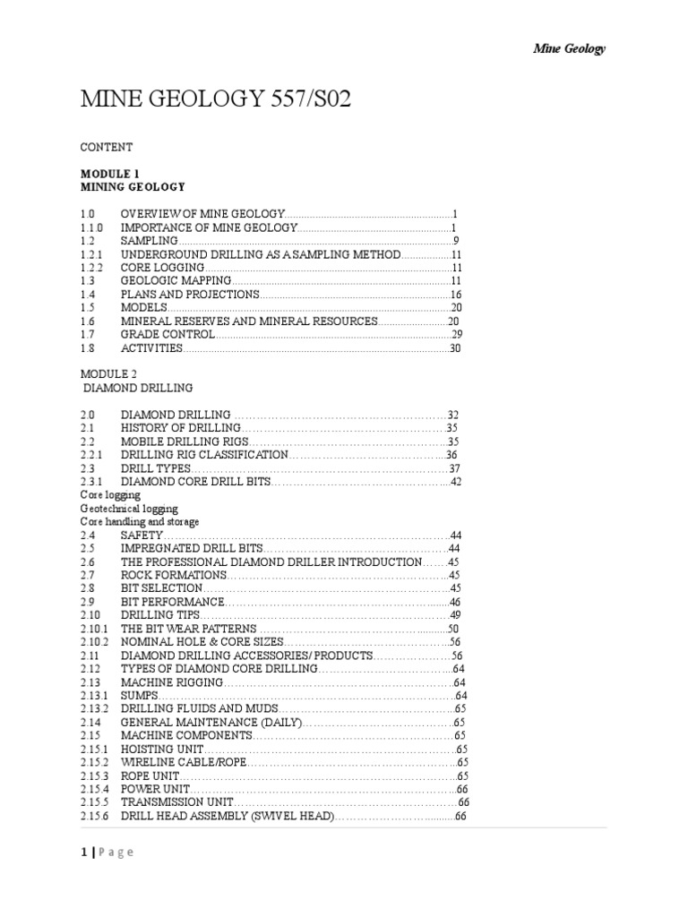 Mine Geology .Final | PDF | Geology | Mining