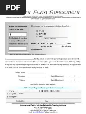 Payment Plan Agreement