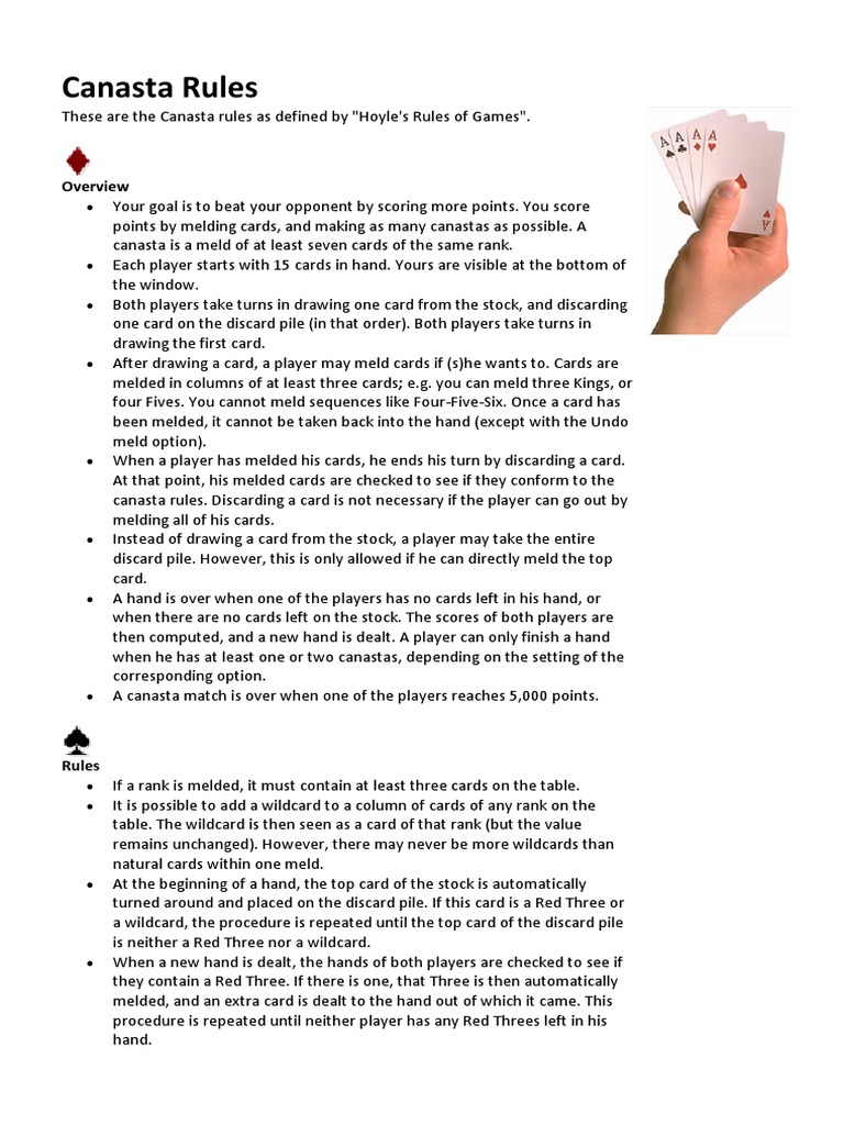Printable Canasta Rules Customize and Print