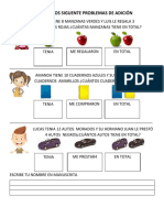 Problemas de Adición Kinder