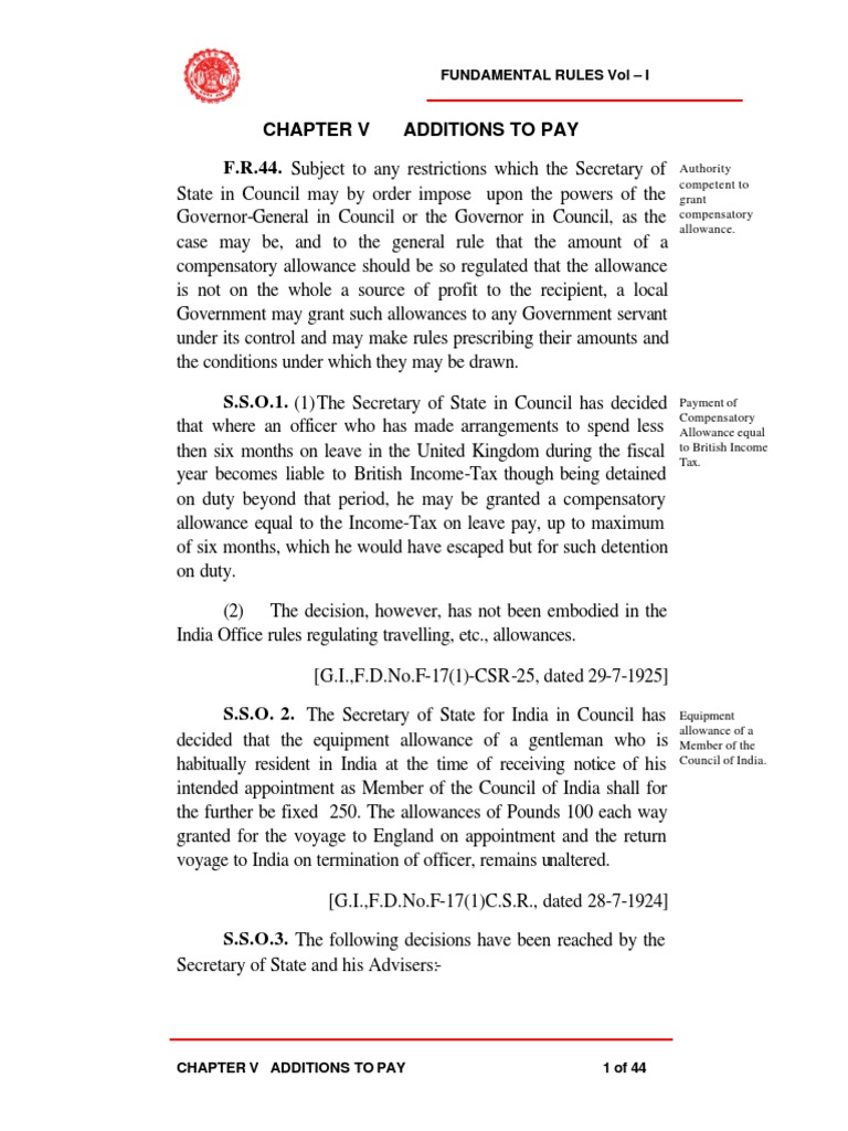 FRSR Compensatory Allowances Rules | PDF | Property Tax | Taxes