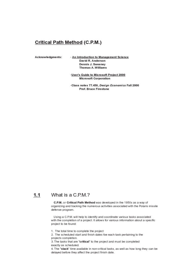 Understanding the Critical Path Method | PDF