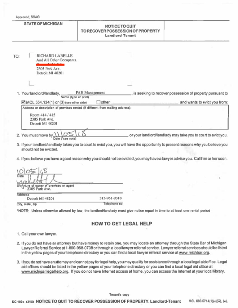 eviction notice pdf