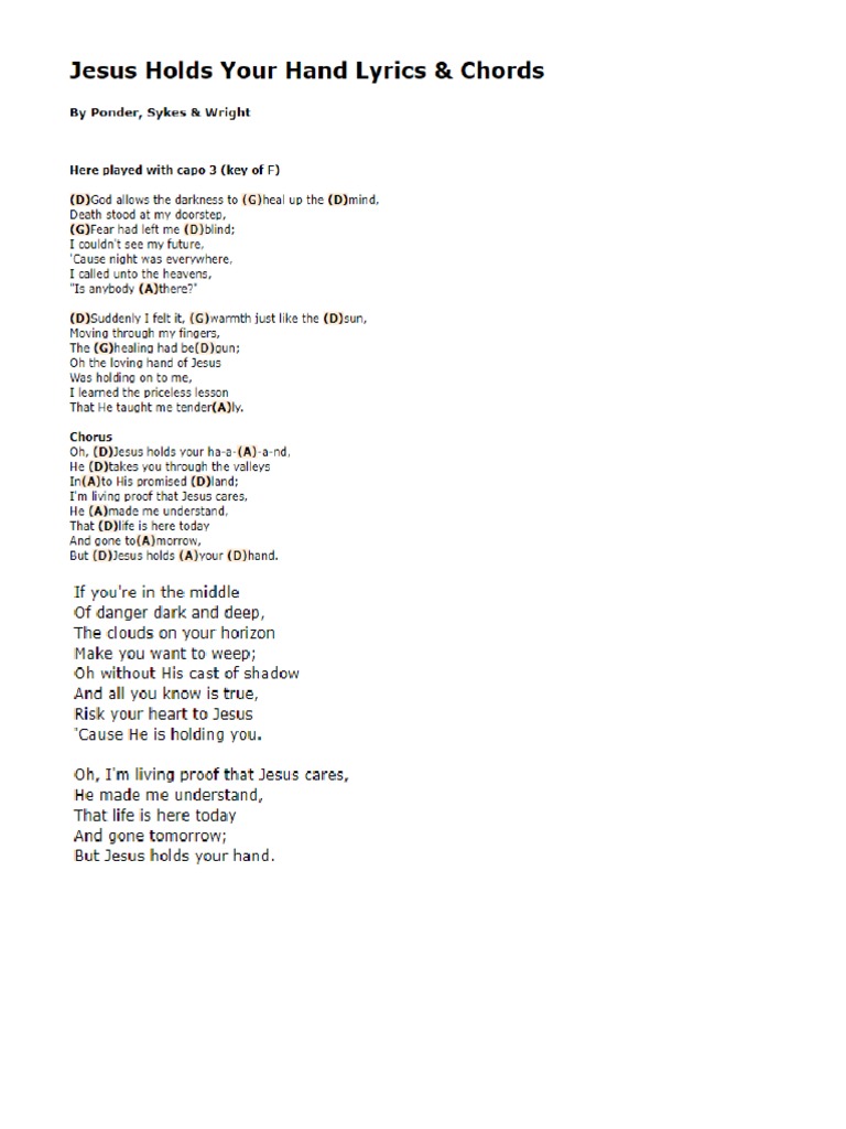 Jesus Holds Your Hand Pdf
