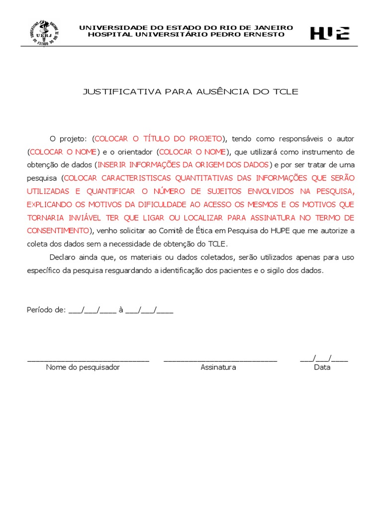 05 Modelo de Justificativa Para Ausência de TCLE