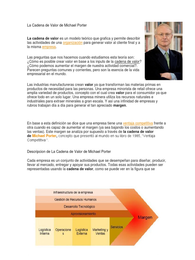 La Cadena de Valor de Michael Porter | PDF | Cadena de valor | Logística