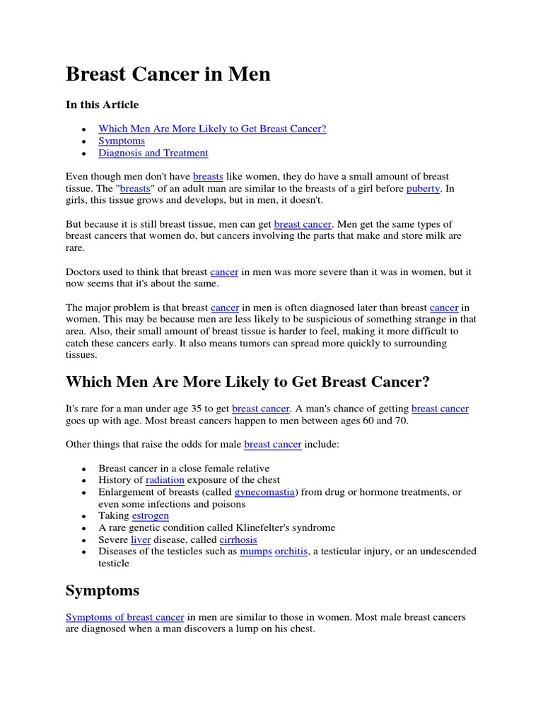 Breast Cancer in Men | PDF | Breast Cancer | Cancer