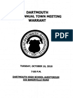 Dartmouth 2018 Fall Town Meeting Town Meeting Warrant 