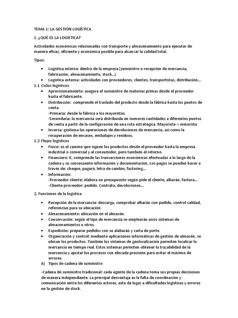 Gestion Logistica y Comercial Ud 1 | PDF | Logística | Outsourcing