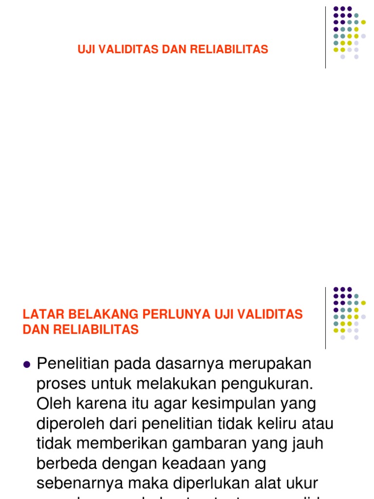 Uji Validitas Dan Reliabilitas Ppt