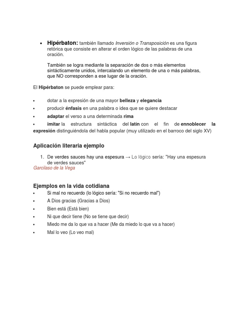 Hiperbaton, Hiperbole | PDF | Retórica | Lógica