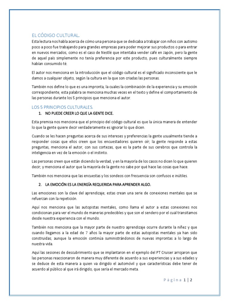 El Código Cultural | PDF | Mente inconsciente | Las emociones