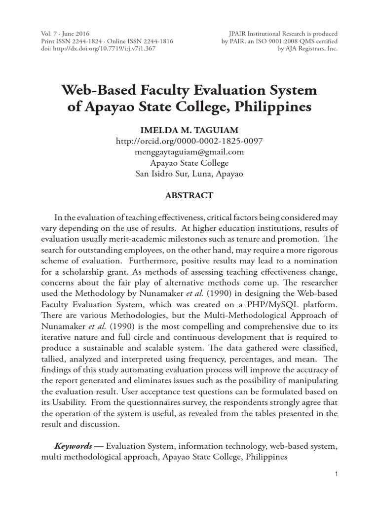 Web-Based Faculty Evaluation System | PDF | Usability | Software ...
