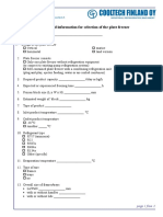 Required Information For Selection of The Plate Freezer