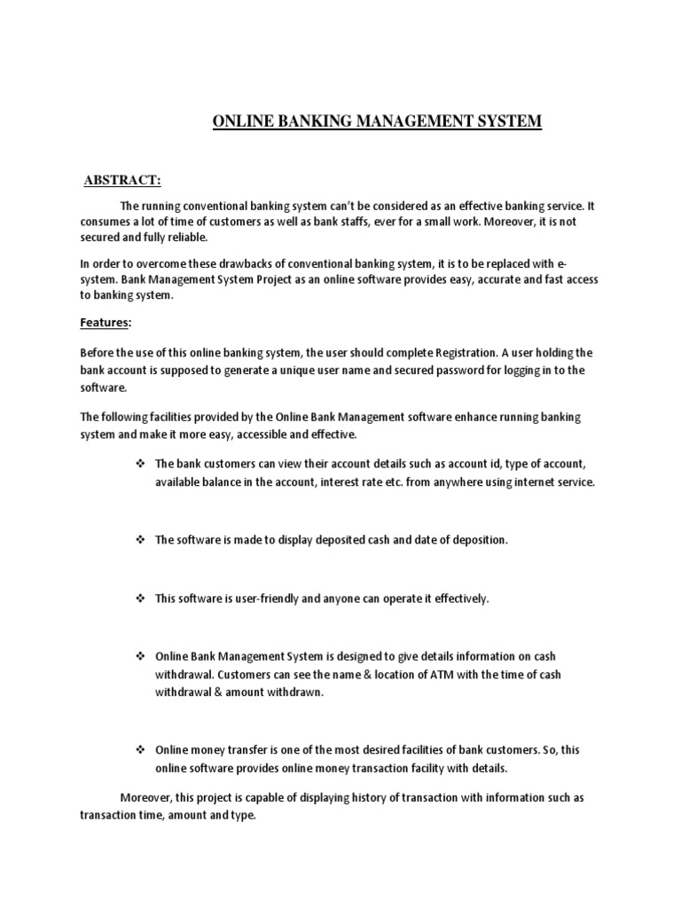 Online Banking Management System Overview | PDF