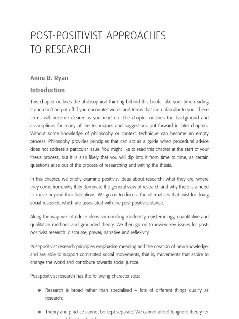 Post-Positivist Approaches To Research | PDF | Positivism | Discourse