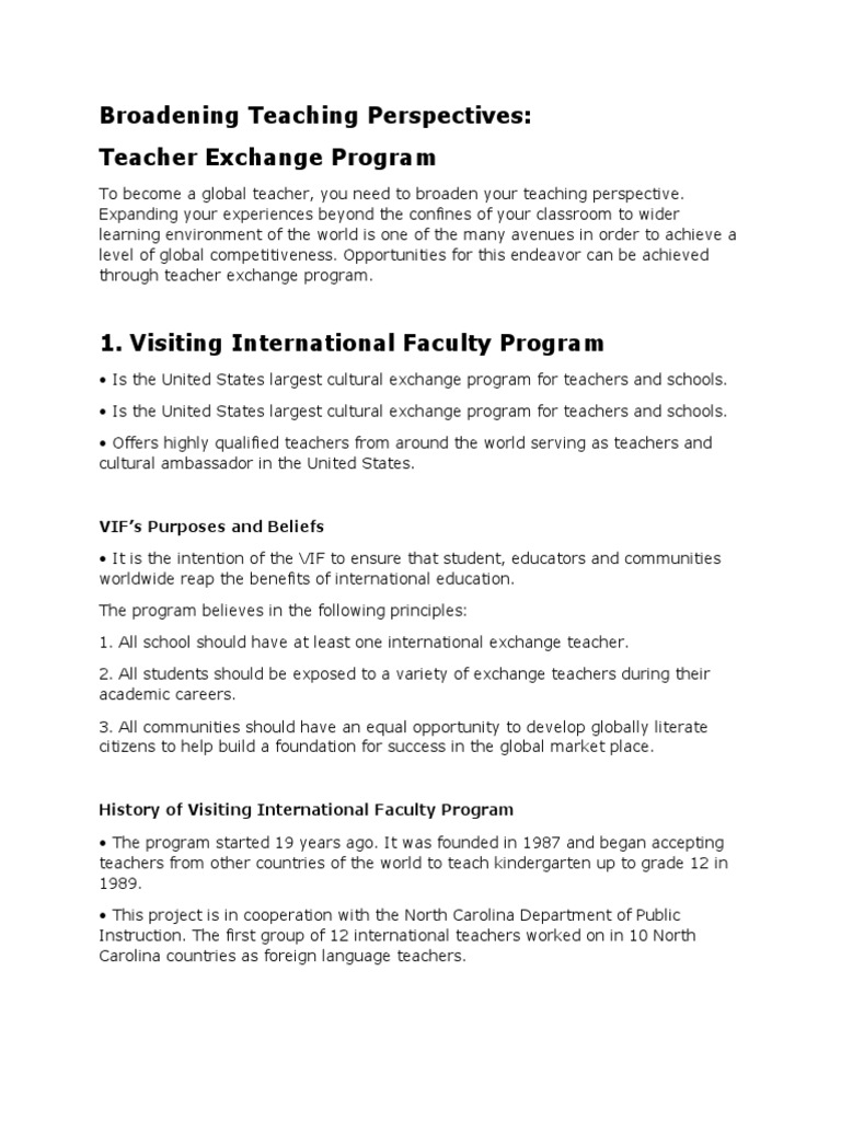 Global Teacher Exchange Program Insights | PDF | Teachers | Teaching