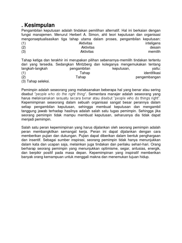 Kesimpulan Kepemimpinan