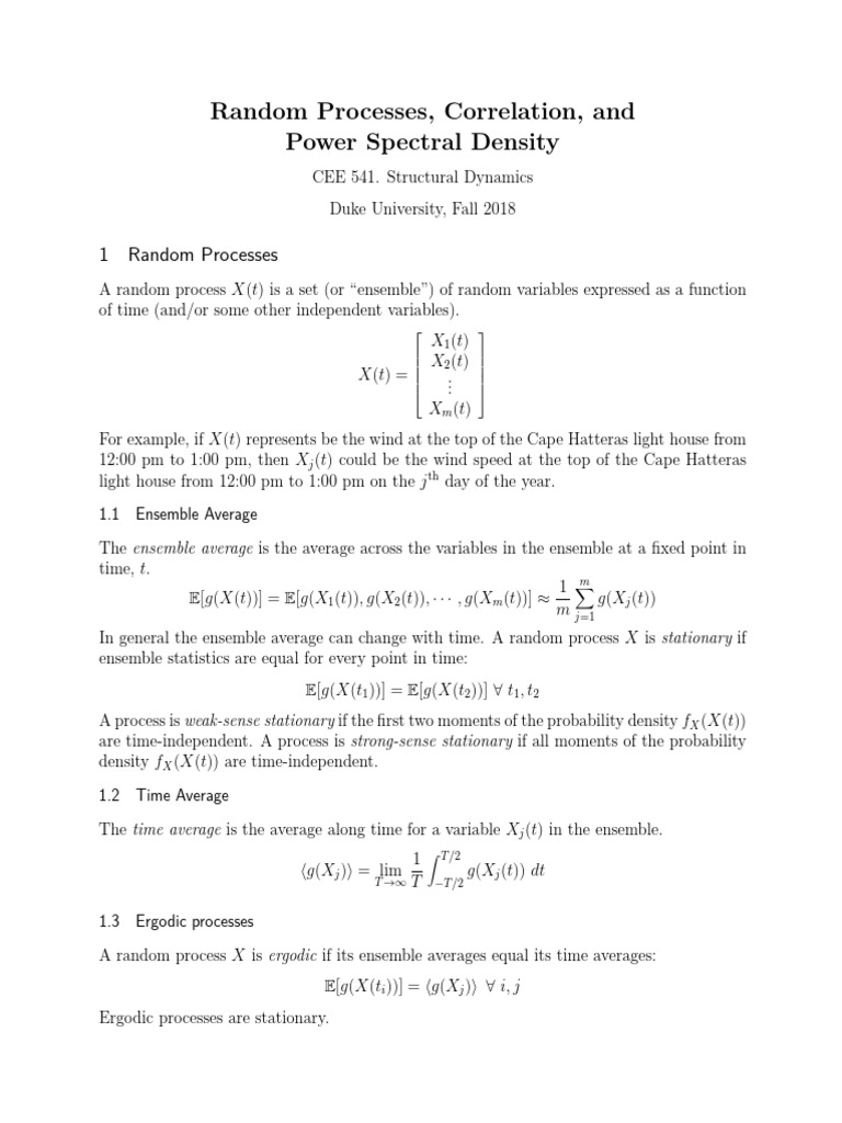 Random Processes, Correlation, and Power Spectral Density | PDF ...