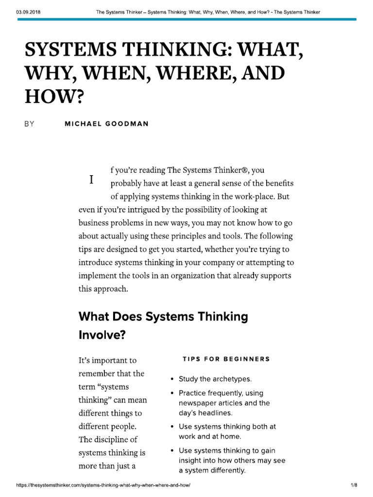 The Systems Thinker - Systems Thinking - PDF | PDF
