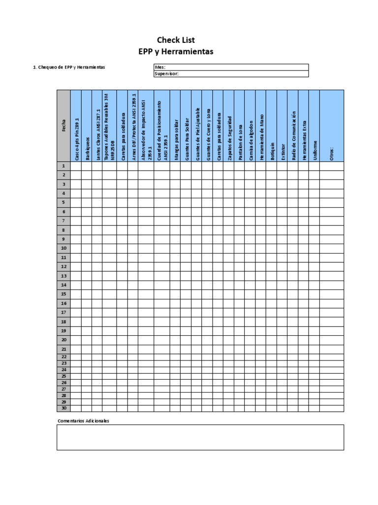 Checklist de Inspección de EPP | PDF | Violencia | Clima