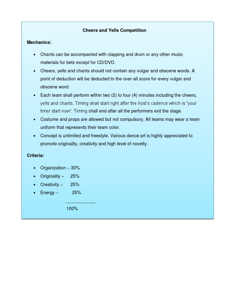 Cheers and Yells Competition Guidelines | PDF