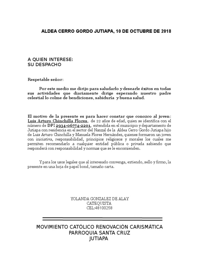 Carta de Buena Conducta