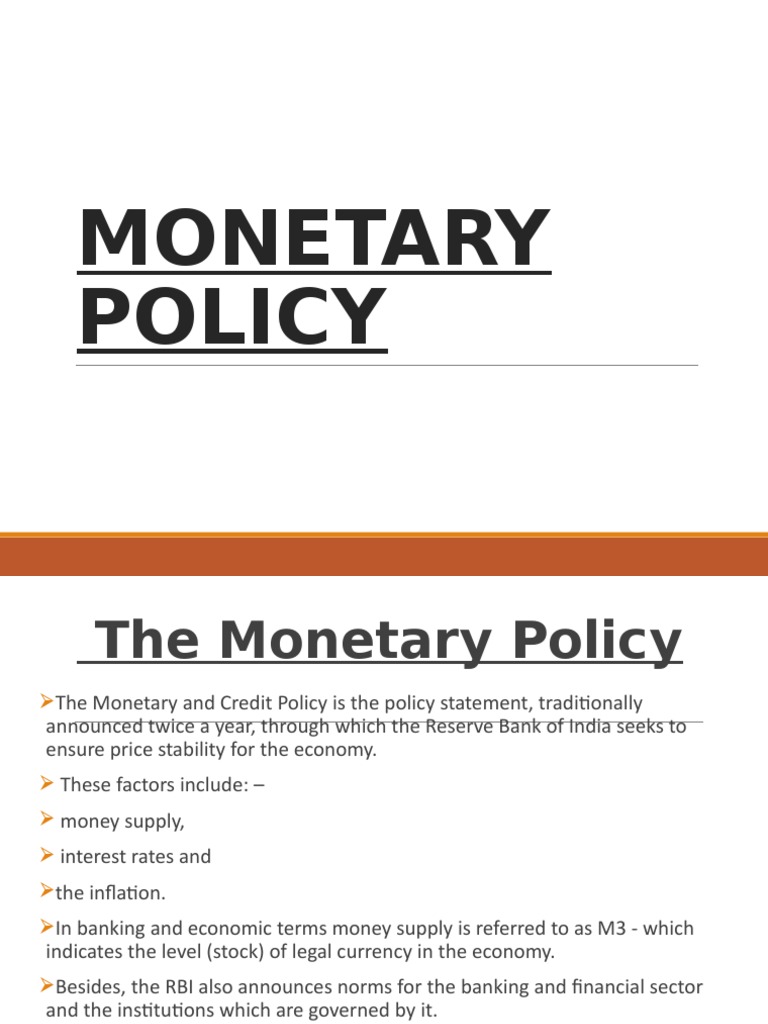 RBI Monetary Policy Overview for Class 12 | PDF | Reserve Bank Of India ...