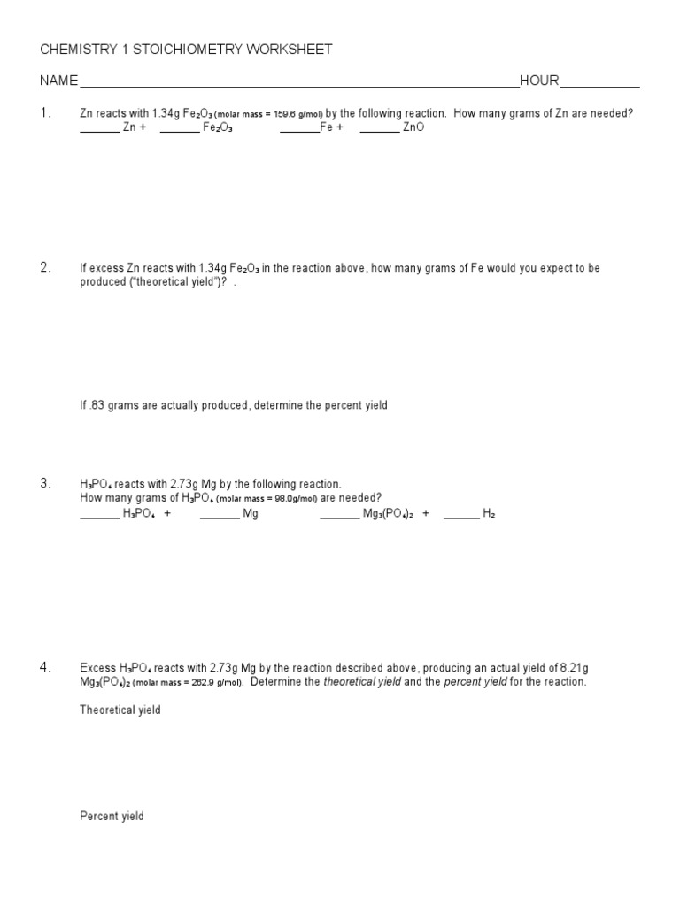 Stoichiometry Practice for Students | PDF | Technology & Engineering