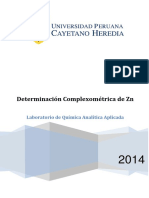 Informe Quimica Analitica Determinacion de Zinc PDF