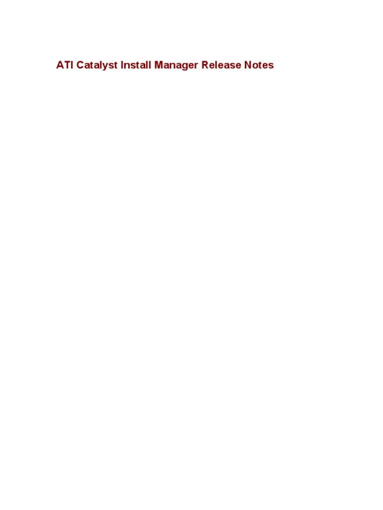 ATI Catalyst Install Manager Release Notes | PDF | Business | Computers