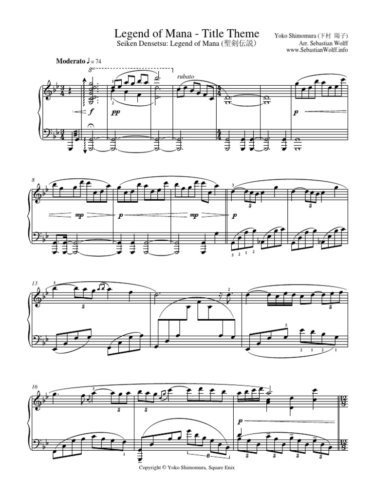 レジェンドオブマナ 楽譜 Legend of Mana - Title Theme PDF | PDF | Square Enix | Japanese