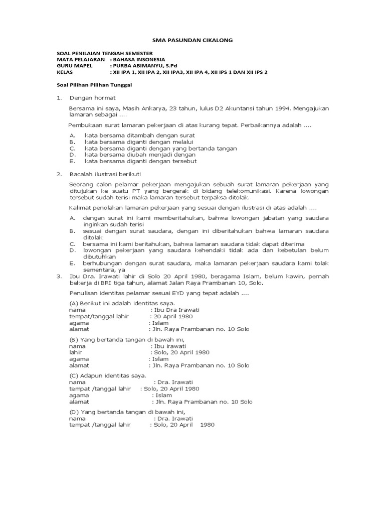 Download 94+ Contoh Surat Surat Lamaran Kerja Kelas Xii Gratis Terbaru