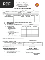 Equivalent Record Form: Republic of The Philippines Department of Education Region Iv-A Calabarzon Division of Quezon